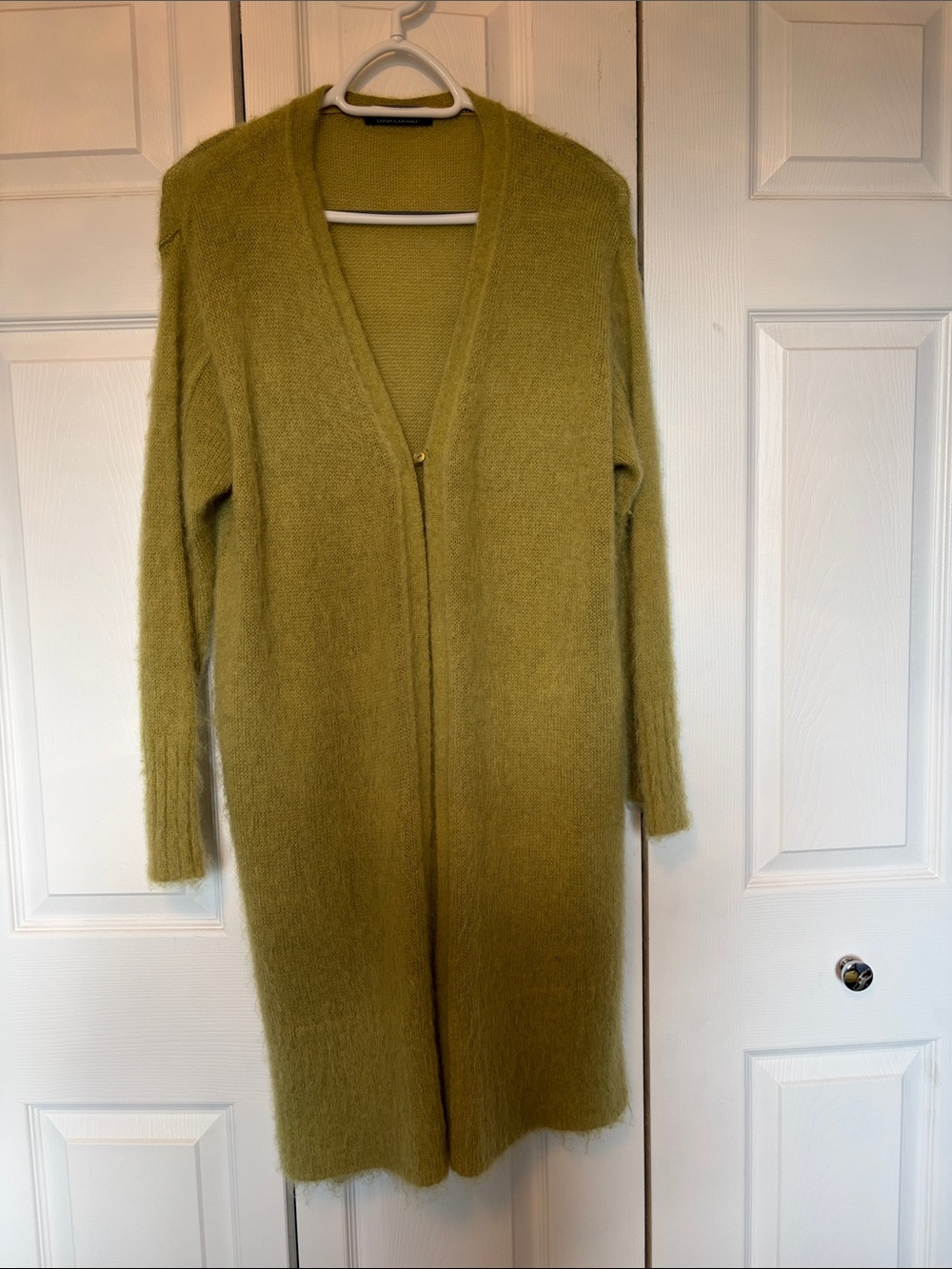 Luisa Cerano Olive Green Long Open-Front Women's Cardigan